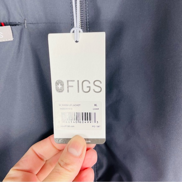 Figs Jackets & Coats New Figs Grey Red Fleece Lined Warmup Medical Scrub Utility Jacket Xl